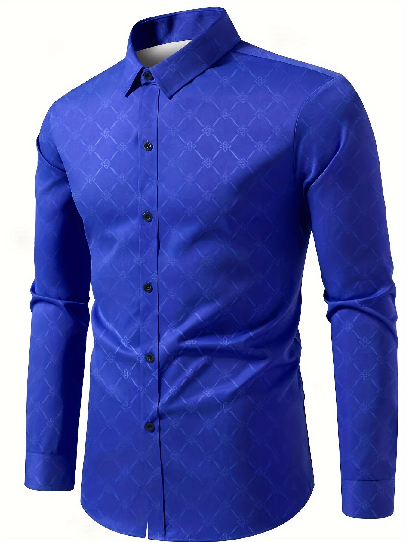 Long Sleeve Solid Color Business Formal Dress Shirt, Long Sleeve Men's Shirt, Royal Dress Shirt, Luxury Men's Shirt