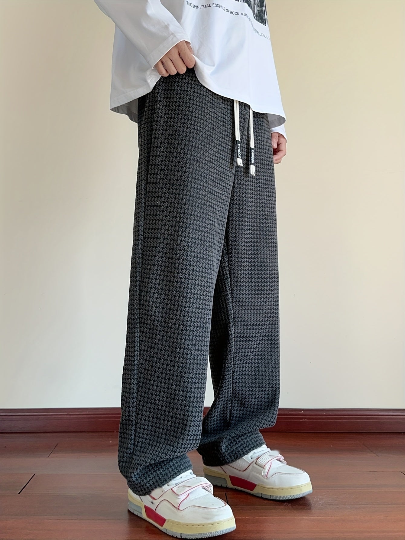 Men's Fashion Casual Sports Pants, Elastic Drawstring Waistband, Textured Fabric, Suitable for Daily Leisure Wear