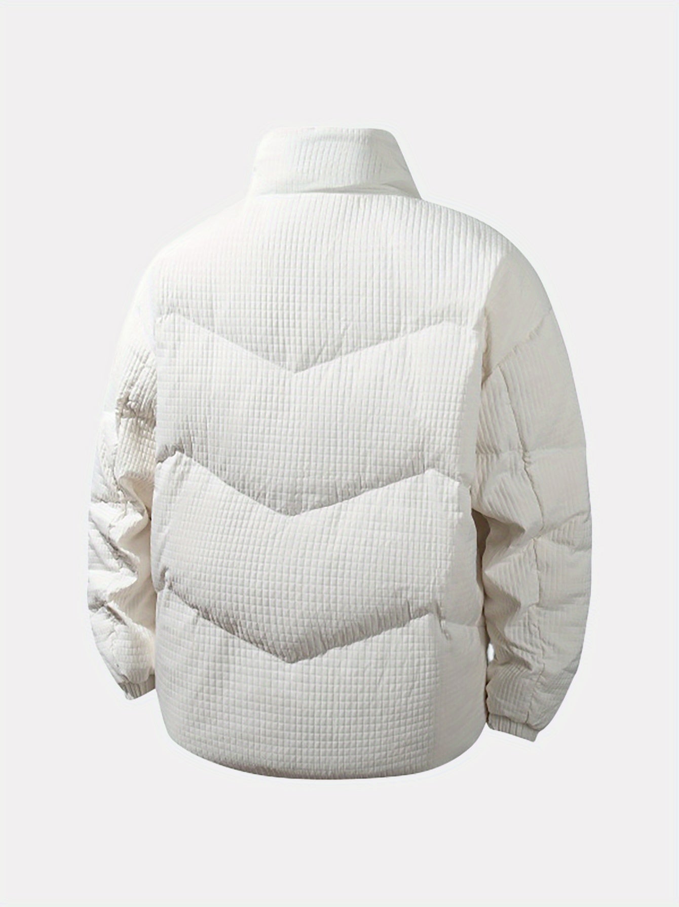 Men's Wool Outer & Duck Down-Filled Winter Jacket - Full-Length Cold-Weather Coat with Stand Collar, Zipper Front, Pockets