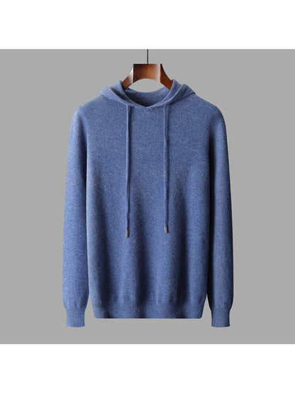 100% Australian Velvet Men'S Thick Solid-Color Hooded Sweater | Luxury Velvet Knit, Casual and Business Wear