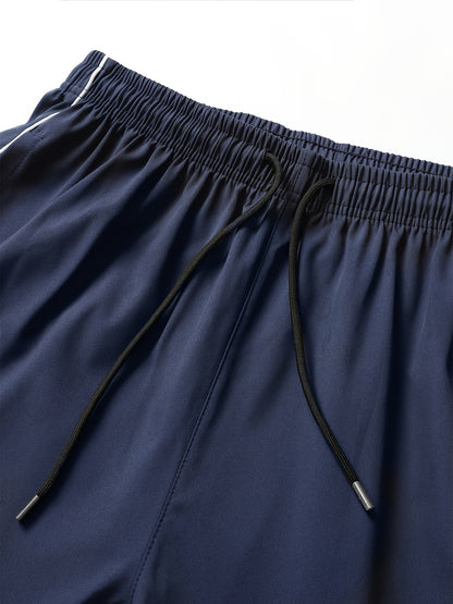 Men's Fashion Casual Drawstring Pants with Side Stripes, Breathable Comfort Long Trousers for Outdoor Activities and Sports Style