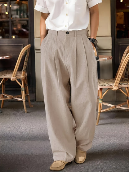 Men's Loose Straight-Leg Wide Leg Casual Lazy Dress Pants