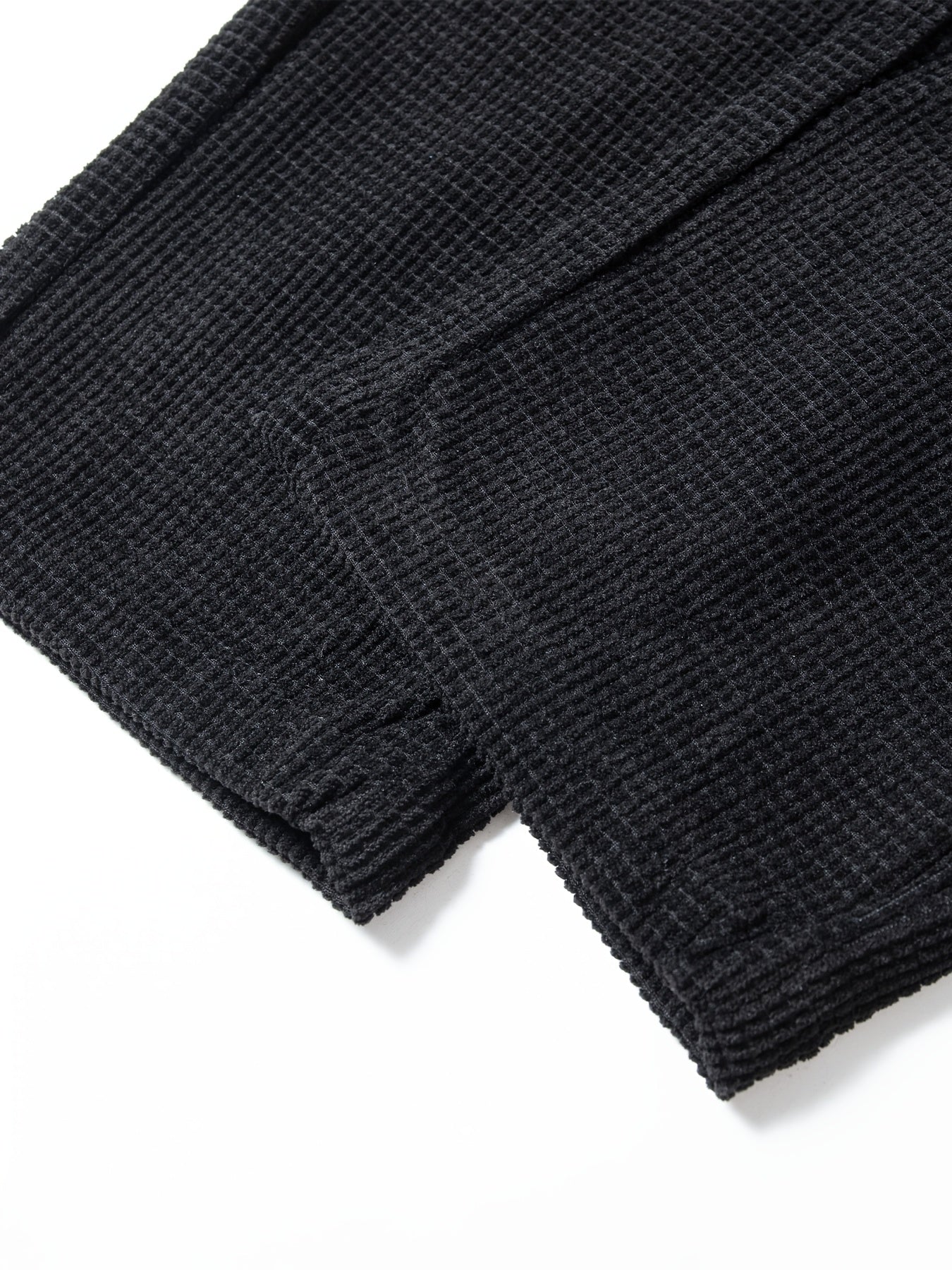 New High-End Black Waffle Men's Trendy Loose Straight-Leg Casual Pants