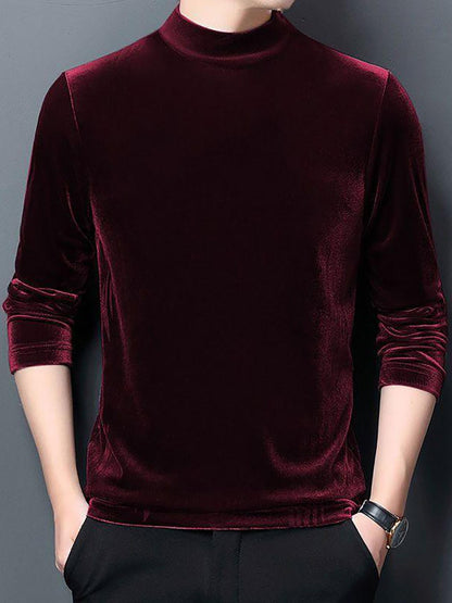 Men'S High Neck Long Sleeved T Shirt And Style Casual And Versatile Base Layer Top, Plus Size