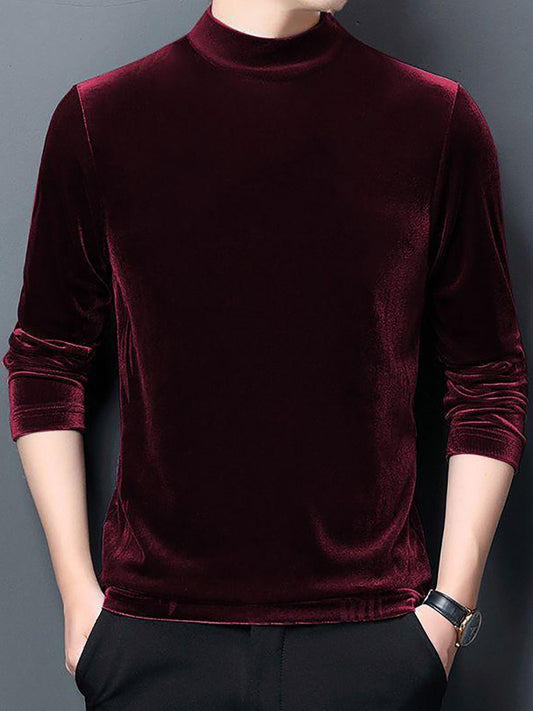Men'S High Neck Long Sleeved T Shirt And Style Casual And Versatile Base Layer Top, Plus Size