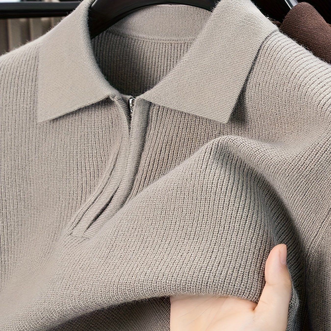 Men'S Heavyweight Thick Sweater | Slim-Fit Long Sleeve, Square Neck & Drop Shoulder Design, Elegant & Durable Knitwear for Autumn\Winter