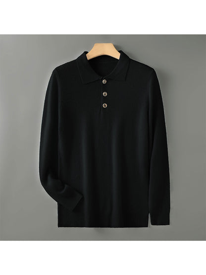 Mens 100% Polo Knit Shirt | Button Collar, Relaxed Fit, Business Casual, Premium Soft Thermal Comfort