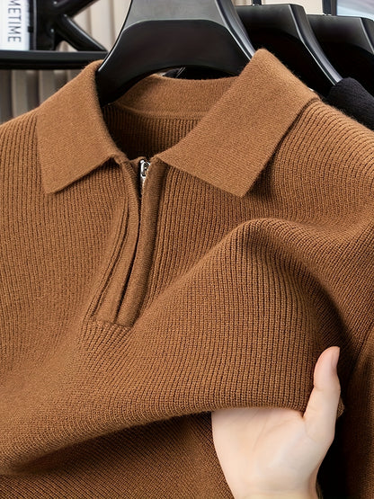 Men'S Heavyweight Thick Sweater | Slim-Fit Long Sleeve, Square Neck & Drop Shoulder Design, Elegant & Durable Knitwear for Autumn\Winter