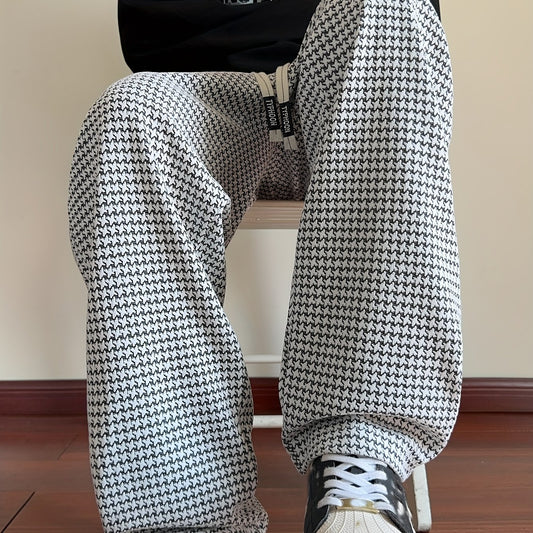 Men's Fashion Casual Sports Pants, Elastic Drawstring Waistband, Textured Fabric, Suitable for Daily Leisure Wear