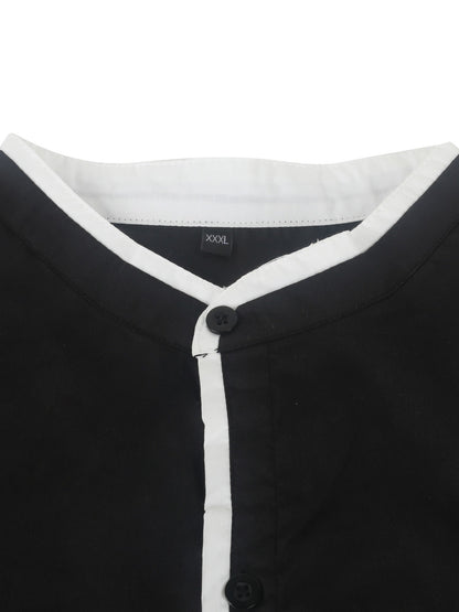 Precise Stand Collar Men'S Dress Shirt | No Wrinkle, Button Up, Fashionable Casual Attire, Comfortable, Regular Fit, Solid Color, Long Sleeve