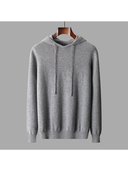 100% Australian Velvet Men'S Thick Solid-Color Hooded Sweater | Luxury Velvet Knit, Casual and Business Wear