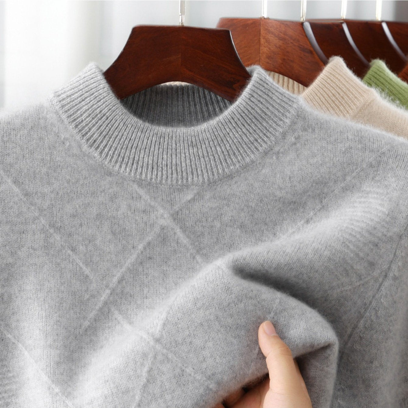 Men'S 100% Velvet Mock Neck Sweater | Thickened, Casual Knit Top for Fall\Winter, Loose Fit, Long Sleeve, Polyester Lined