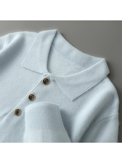 Mens 100% Polo Knit Shirt | Button Collar, Relaxed Fit, Business Casual, Premium Soft Thermal Comfort