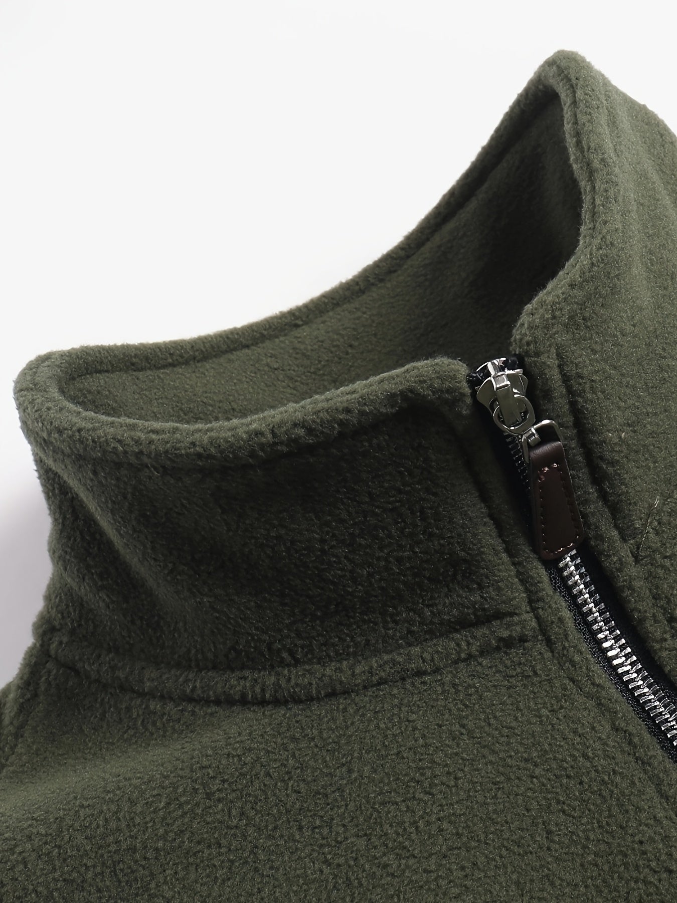 Warm Long Sleeve Men's Embroidered Fleece Pullover - Stylish Half-Zip Stand Collar Sweatshirt for Fall\Winter