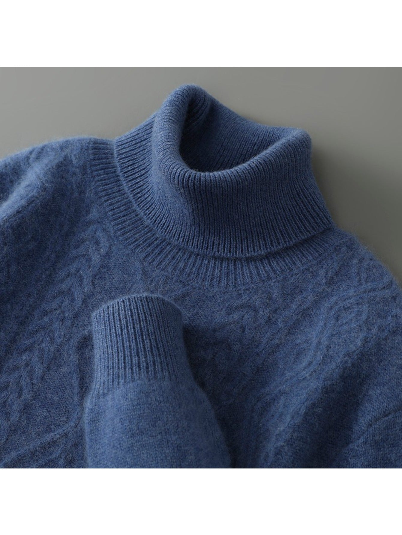 Mens 100% Velvet High Neck Jacquard Sweater | Thickened Vintage Knit Top Thermal Comfort Relaxed