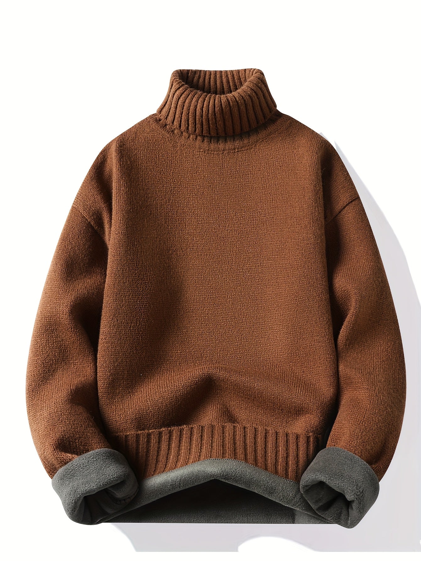 Autumn And Winter Men's High Collar Sweater with Thick Velvet for Winter Warmth, Fashionable And Versatile Casual Top, Knitted Sweater Base, Men's Warm Sweater