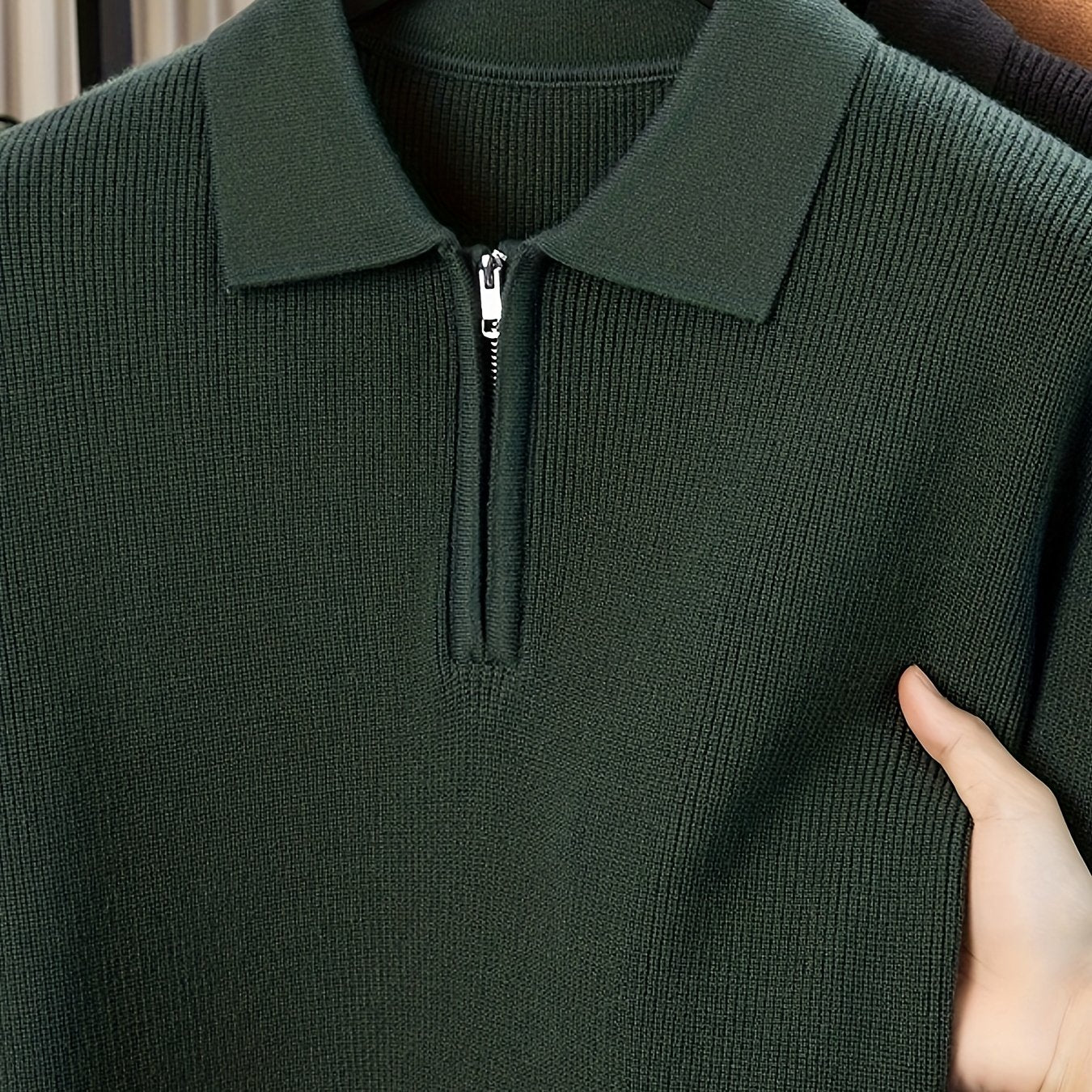 Men'S Heavyweight Thick Sweater | Slim-Fit Long Sleeve, Square Neck & Drop Shoulder Design, Elegant & Durable Knitwear for Autumn\Winter