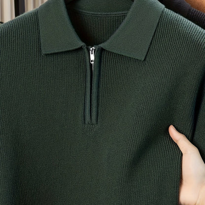 Men'S Heavyweight Thick Sweater | Slim-Fit Long Sleeve, Square Neck & Drop Shoulder Design, Elegant & Durable Knitwear for Autumn\Winter