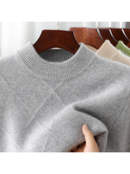 Men'S 100% Velvet Mock Neck Sweater | Thickened, Casual Knit Top for Fall\Winter, Loose Fit, Long Sleeve, Polyester Lined