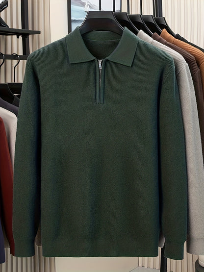 Men'S Heavyweight Thick Sweater | Slim-Fit Long Sleeve, Square Neck & Drop Shoulder Design, Elegant & Durable Knitwear for Autumn\Winter