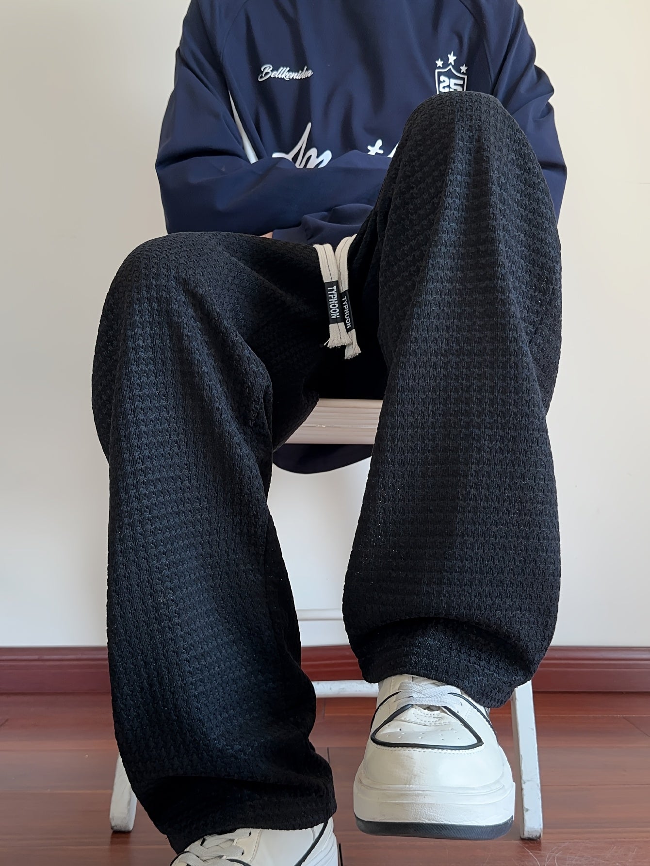 Men's Fashion Casual Sports Pants, Elastic Drawstring Waistband, Textured Fabric, Suitable for Daily Leisure Wear