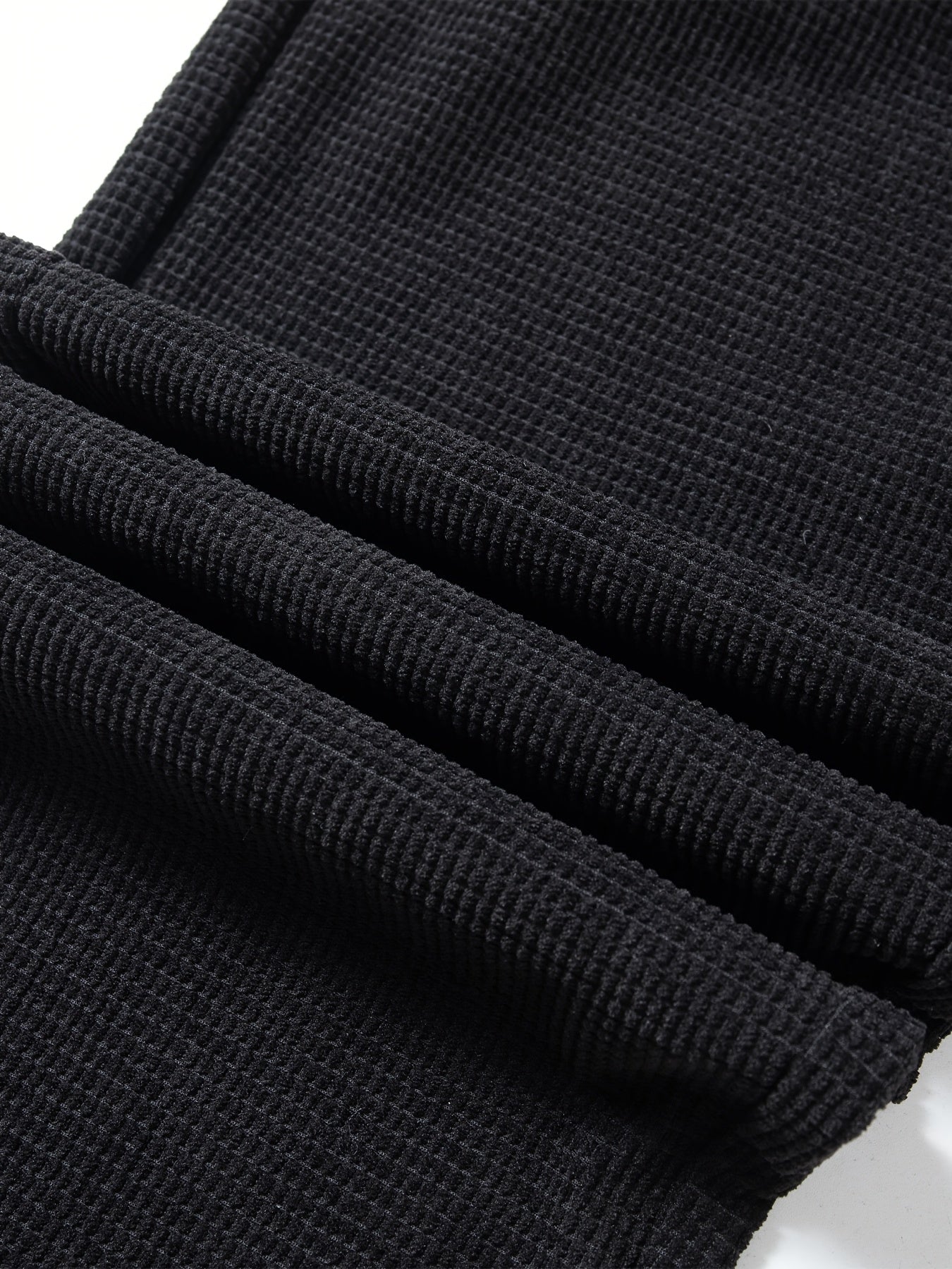 New High-End Black Waffle Men's Trendy Loose Straight-Leg Casual Pants