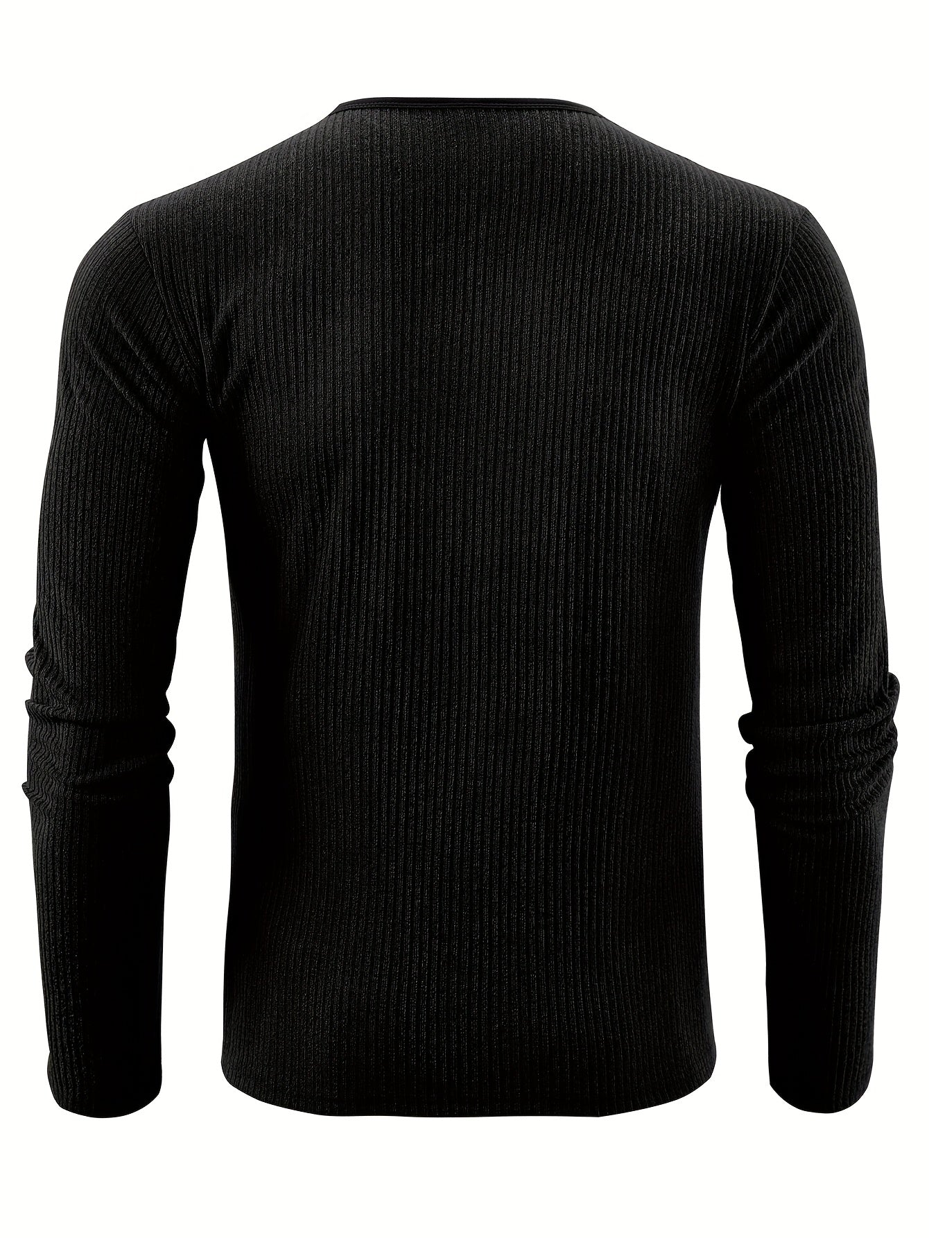 Men'S Solid Color Vertical Striped Stylish Henley Shirt with Four Buttons, Breathable, Comfortable, And Versatile