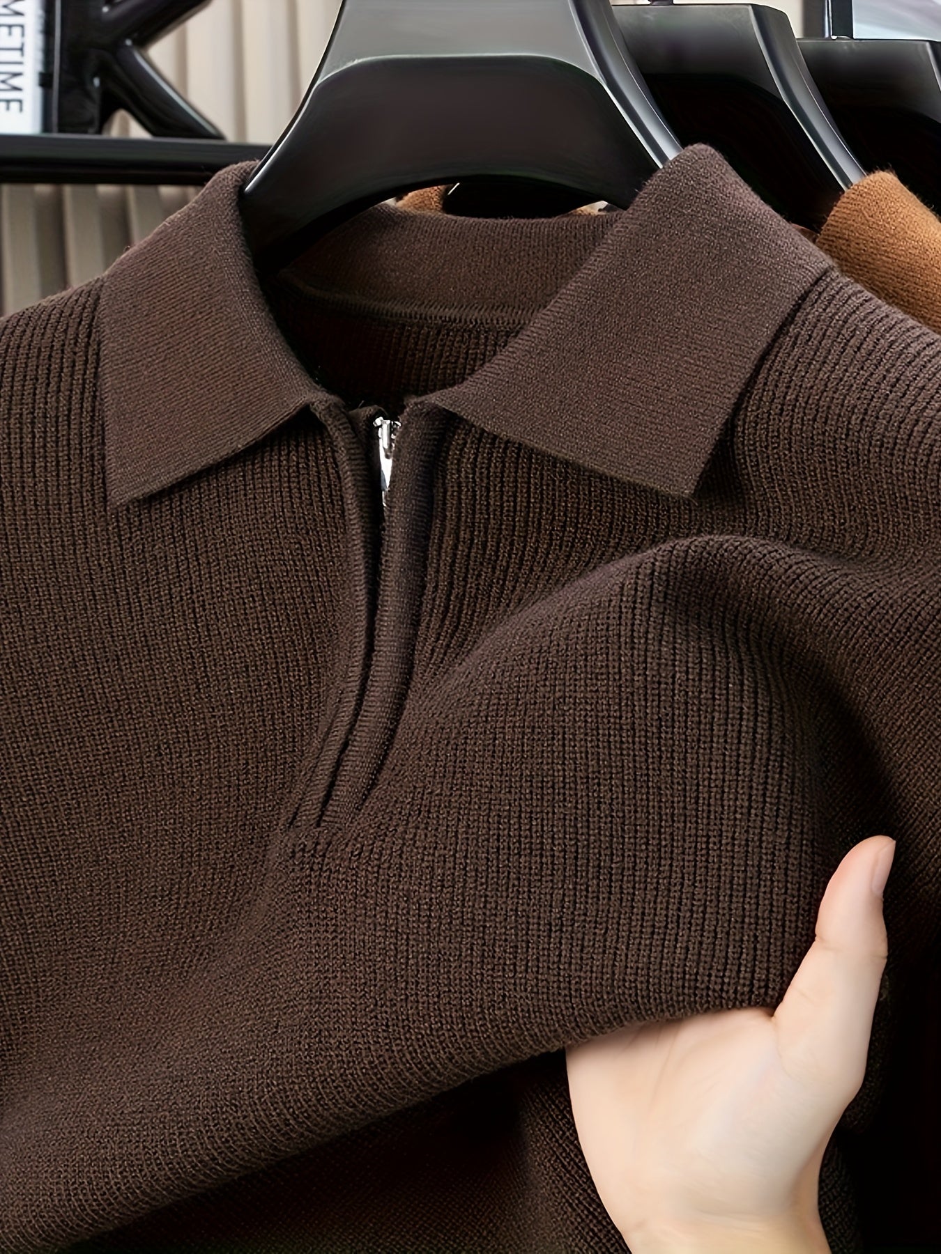 Men'S Heavyweight Thick Sweater | Slim-Fit Long Sleeve, Square Neck & Drop Shoulder Design, Elegant & Durable Knitwear for Autumn\Winter