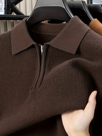 Men'S Heavyweight Thick Sweater | Slim-Fit Long Sleeve, Square Neck & Drop Shoulder Design, Elegant & Durable Knitwear for Autumn\Winter