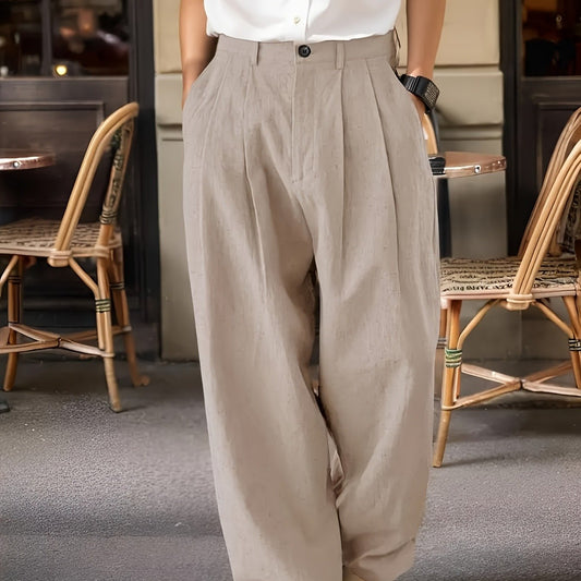 Men's Loose Straight-Leg Wide Leg Casual Lazy Dress Pants