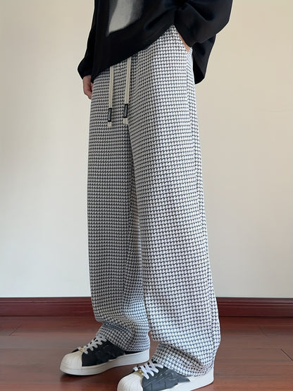 Men's Fashion Casual Sports Pants, Elastic Drawstring Waistband, Textured Fabric, Suitable for Daily Leisure Wear