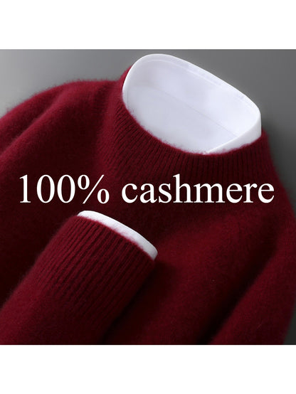 100% Pure Men'S Thickened Turtleneck Sweater with Raglan Sleeves, Loose Fit, Suitable for Business Casual, Solid Color Knitted Base Layer Top.