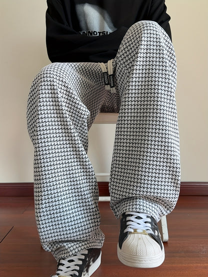 Men's Fashion Casual Sports Pants, Elastic Drawstring Waistband, Textured Fabric, Suitable for Daily Leisure Wear