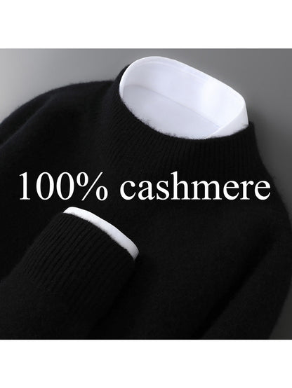 100% Pure Men'S Thickened Turtleneck Sweater with Raglan Sleeves, Loose Fit, Suitable for Business Casual, Solid Color Knitted Base Layer Top.