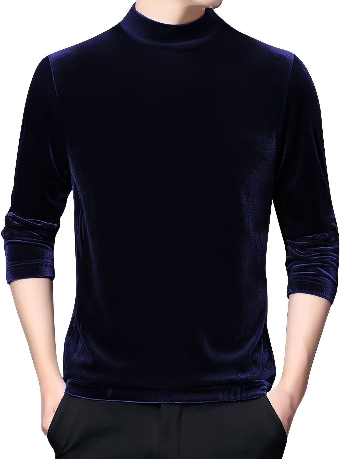Men'S High Neck Long Sleeved T Shirt And Style Casual And Versatile Base Layer Top, Plus Size