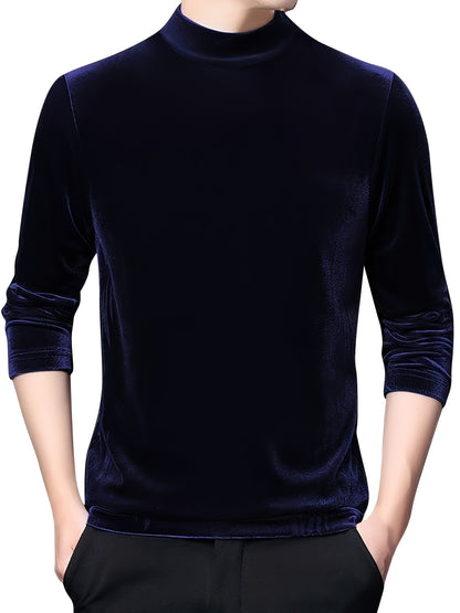 Men'S High Neck Long Sleeved T Shirt And Style Casual And Versatile Base Layer Top, Plus Size