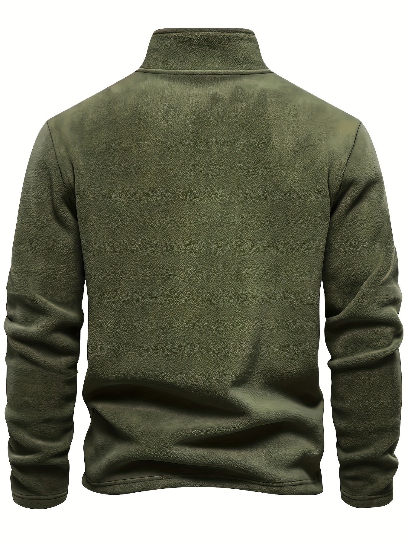 Warm Long Sleeve Men's Embroidered Fleece Pullover - Stylish Half-Zip Stand Collar Sweatshirt for Fall\Winter