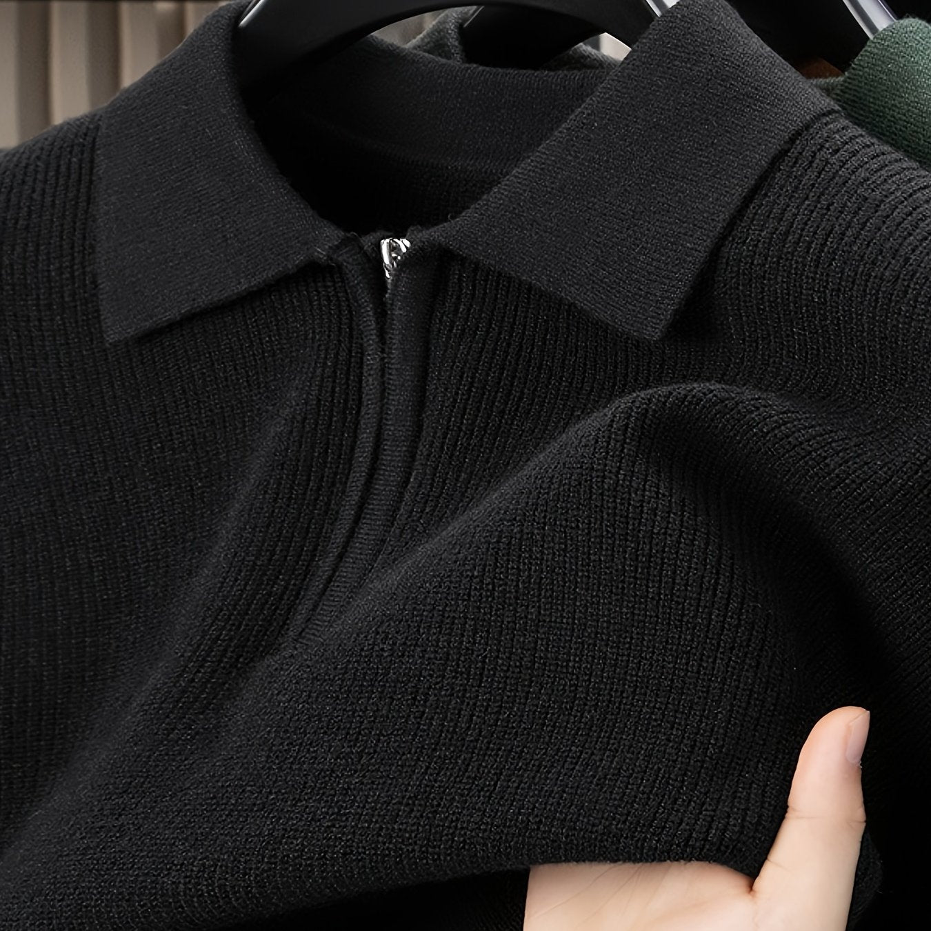 Men'S Heavyweight Thick Sweater | Slim-Fit Long Sleeve, Square Neck & Drop Shoulder Design, Elegant & Durable Knitwear for Autumn\Winter