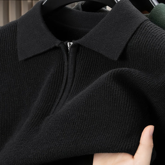 Men'S Heavyweight Thick Sweater | Slim-Fit Long Sleeve, Square Neck & Drop Shoulder Design, Elegant & Durable Knitwear for Autumn\Winter