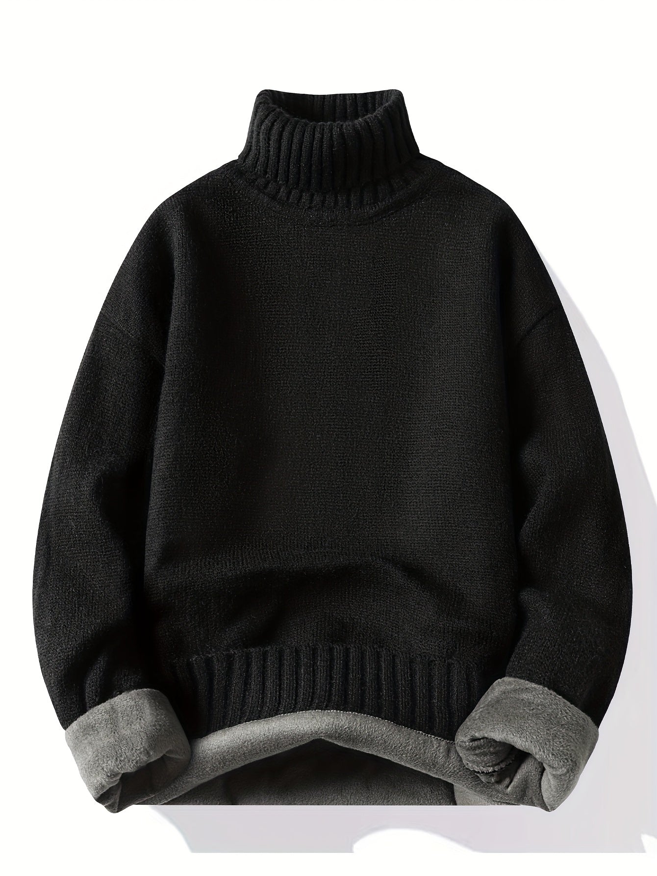 Autumn And Winter Men's High Collar Sweater with Thick Velvet for Winter Warmth, Fashionable And Versatile Casual Top, Knitted Sweater Base, Men's Warm Sweater