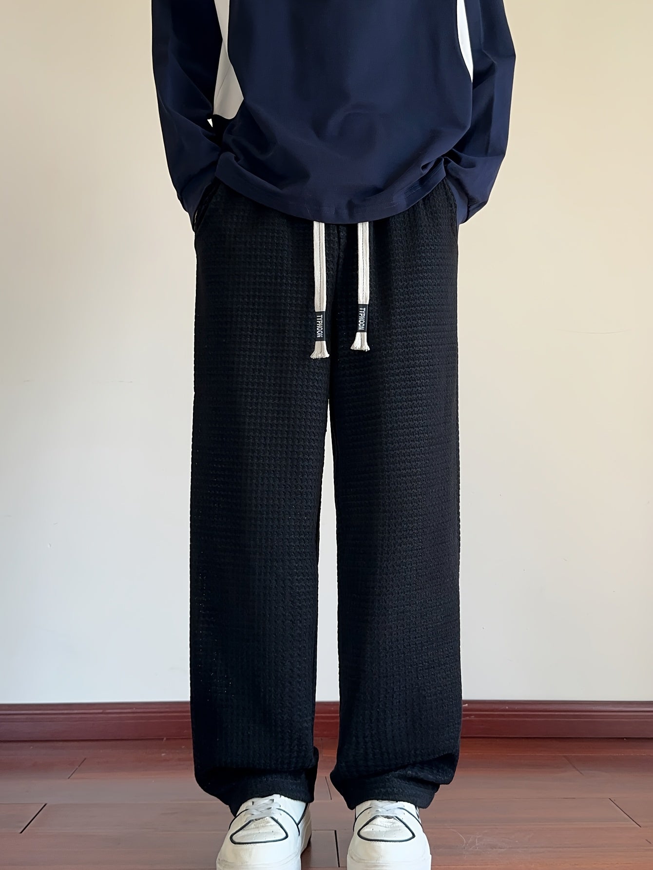 Men's Fashion Casual Sports Pants, Elastic Drawstring Waistband, Textured Fabric, Suitable for Daily Leisure Wear