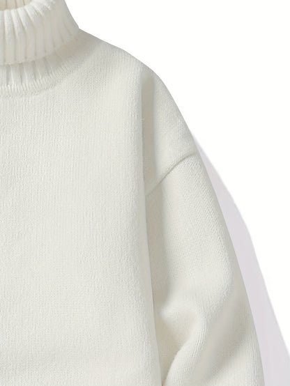 Autumn And Winter Men's High Collar Sweater with Thick Velvet for Winter Warmth, Fashionable And Versatile Casual Top, Knitted Sweater Base, Men's Warm Sweater