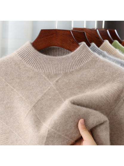 Men'S 100% Velvet Mock Neck Sweater | Thickened, Casual Knit Top for Fall\Winter, Loose Fit, Long Sleeve, Polyester Lined