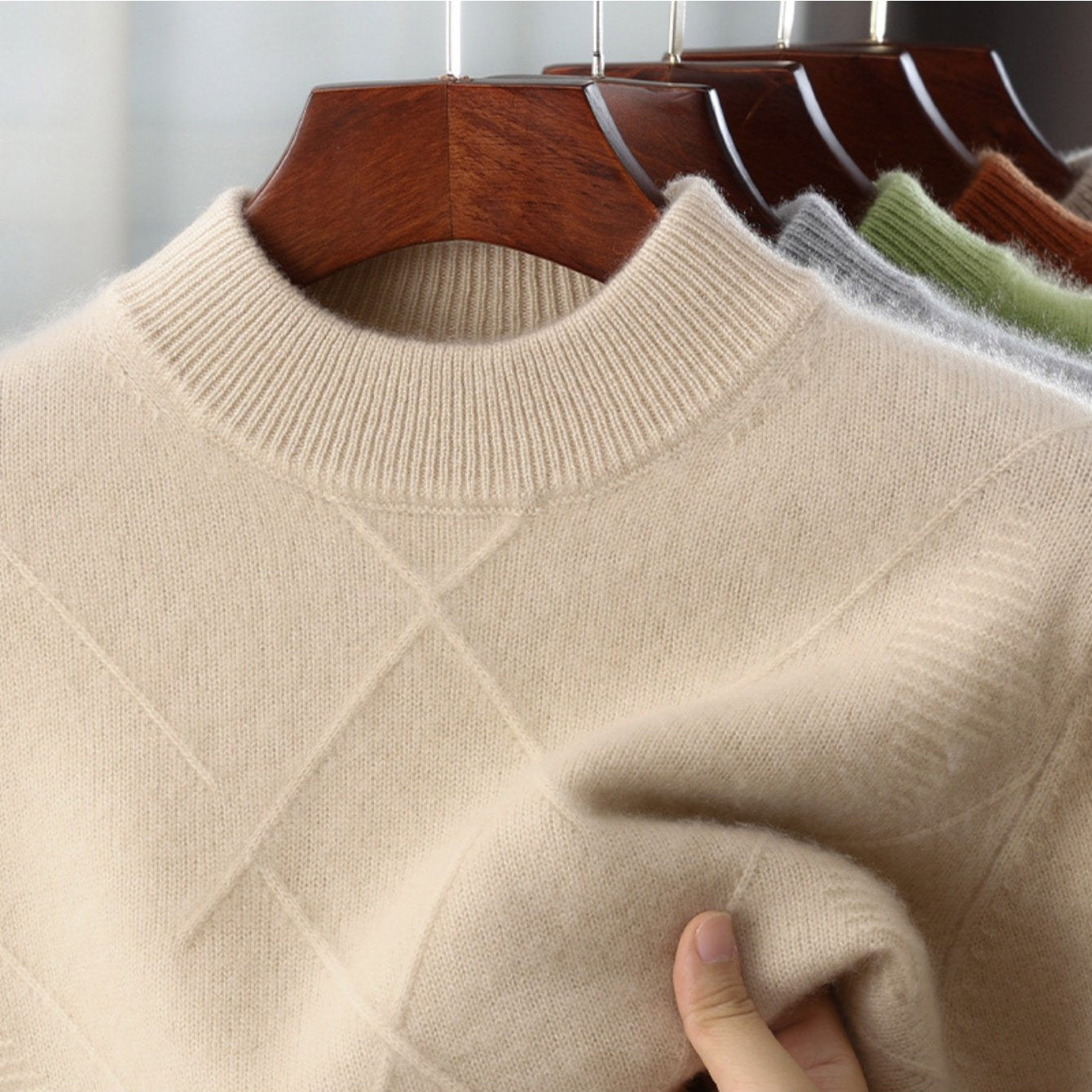 Men'S 100% Velvet Mock Neck Sweater | Thickened, Casual Knit Top for Fall\Winter, Loose Fit, Long Sleeve, Polyester Lined