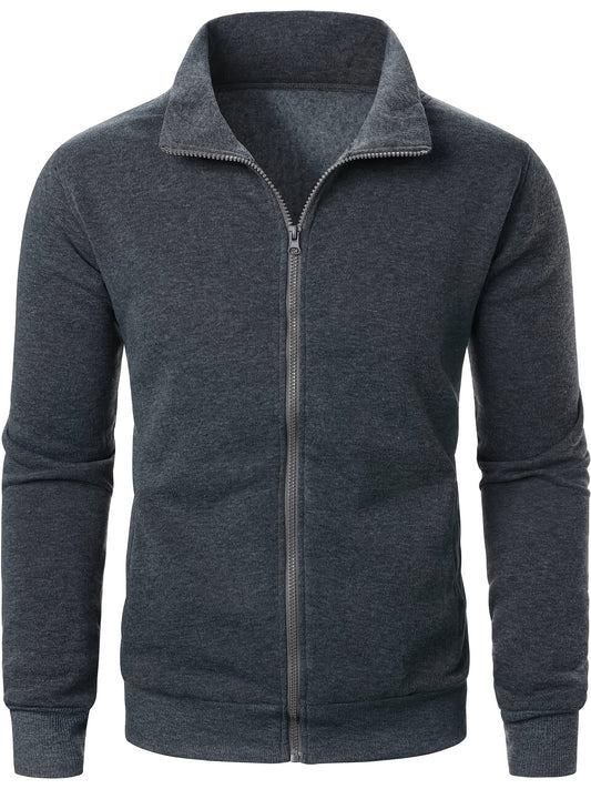 Men'S Stylish And Warm Sports Casual Thickened Long-Sleeve Zip-Up Jacket with a Stand Collar for Autumn And Winter