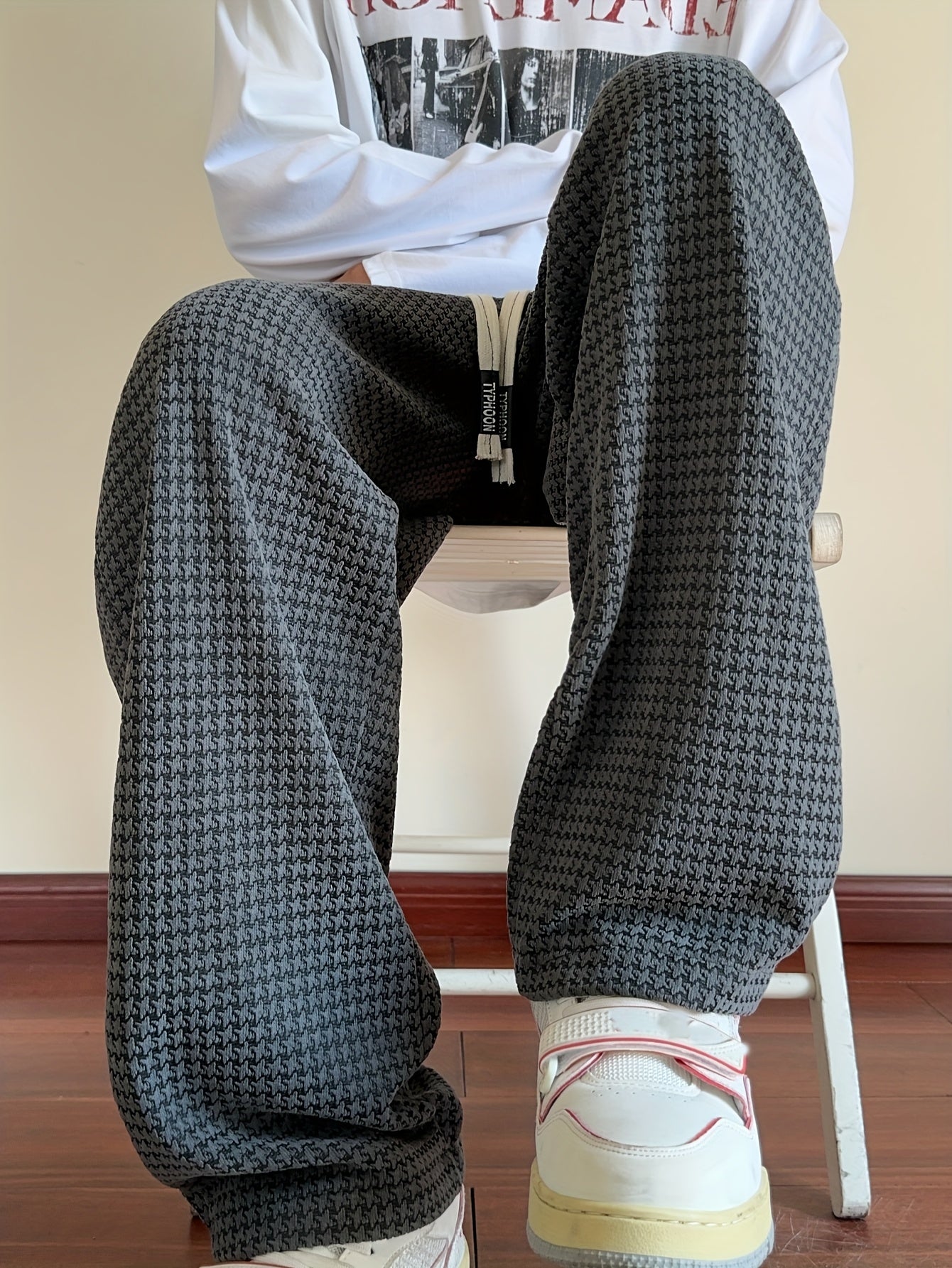 Men's Fashion Casual Sports Pants, Elastic Drawstring Waistband, Textured Fabric, Suitable for Daily Leisure Wear