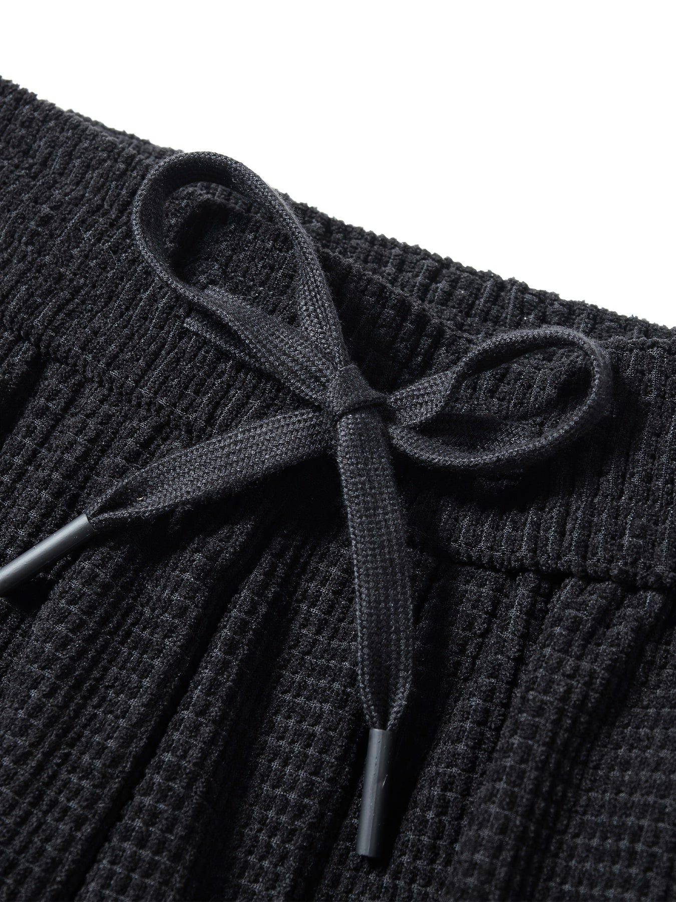 New High-End Black Waffle Men's Trendy Loose Straight-Leg Casual Pants