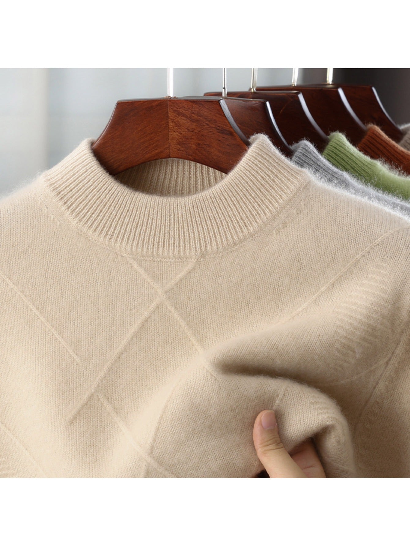 Men'S 100% Velvet Mock Neck Sweater | Thickened, Casual Knit Top for Fall\Winter, Loose Fit, Long Sleeve, Polyester Lined