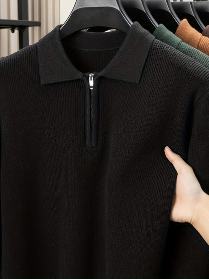 Men'S Heavyweight Thick Sweater | Slim-Fit Long Sleeve, Square Neck & Drop Shoulder Design, Elegant & Durable Knitwear for Autumn\Winter