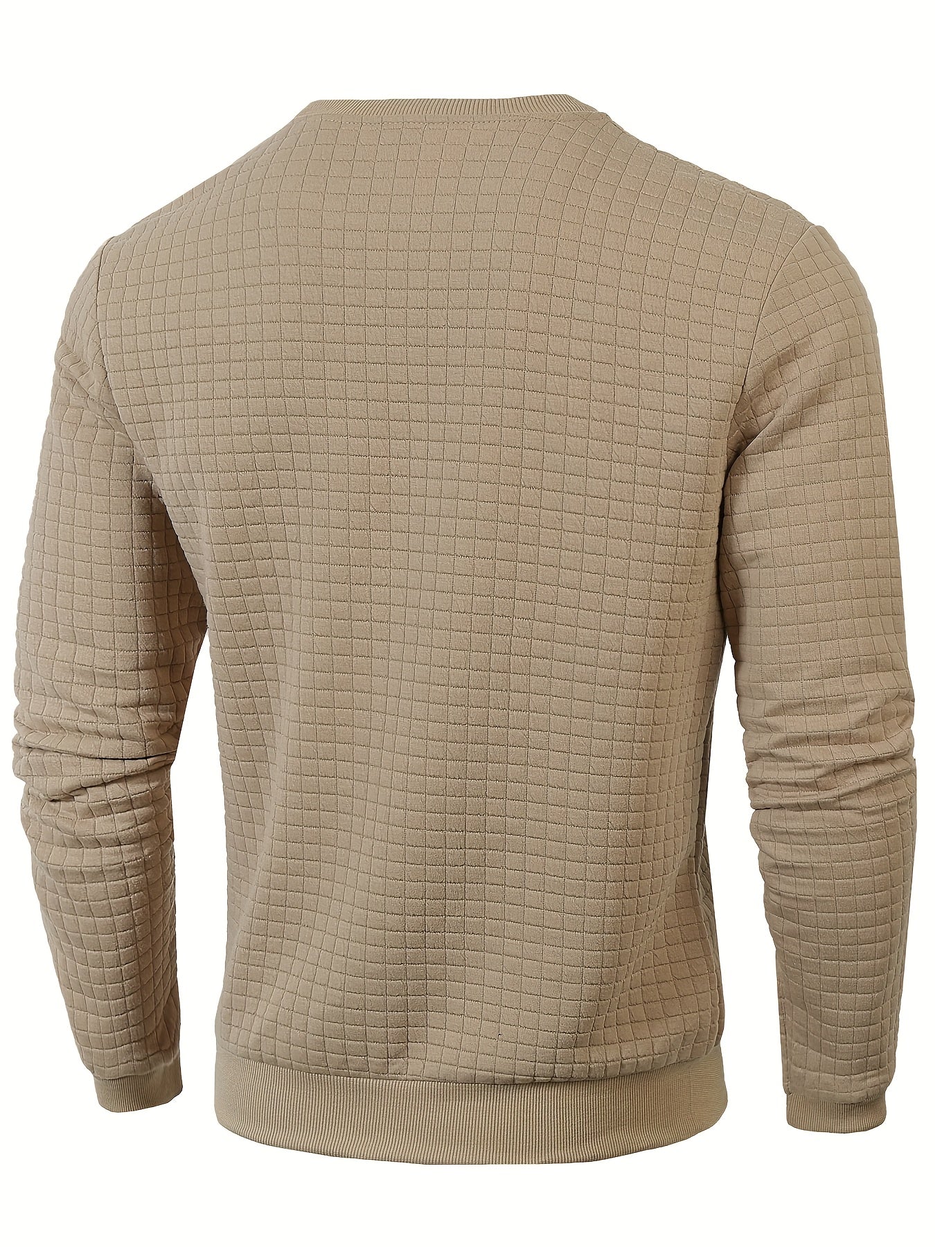 Men's Casual Sporty Grid Pattern Sweater - Soft Round Neck Long Sleeve Pullover, Regular Fit for Autumn Winter, Hand Washable